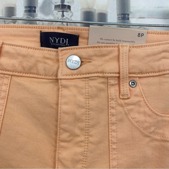 NYDJ Size 8P 8 Petite Melon Orange Crop Capri Denim Jeans Mid Rise 17.5" Inseam - Picture 4 of 11